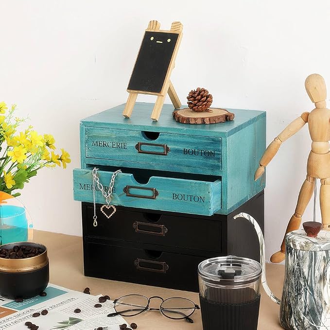 Wooden Storage Box Rustic Desktop Organizer - Image 4