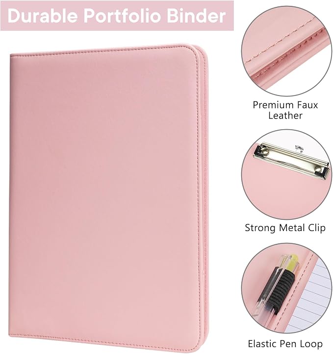 Professional Padfolio with Clipboard, Faux Leather Portfolio Folder Binder - Image 4