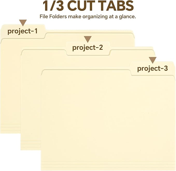 File Folders, 50 Pack Manilla Folders 8.5x11, 1/3 Cut Tabs Manila File Folders - Image 5