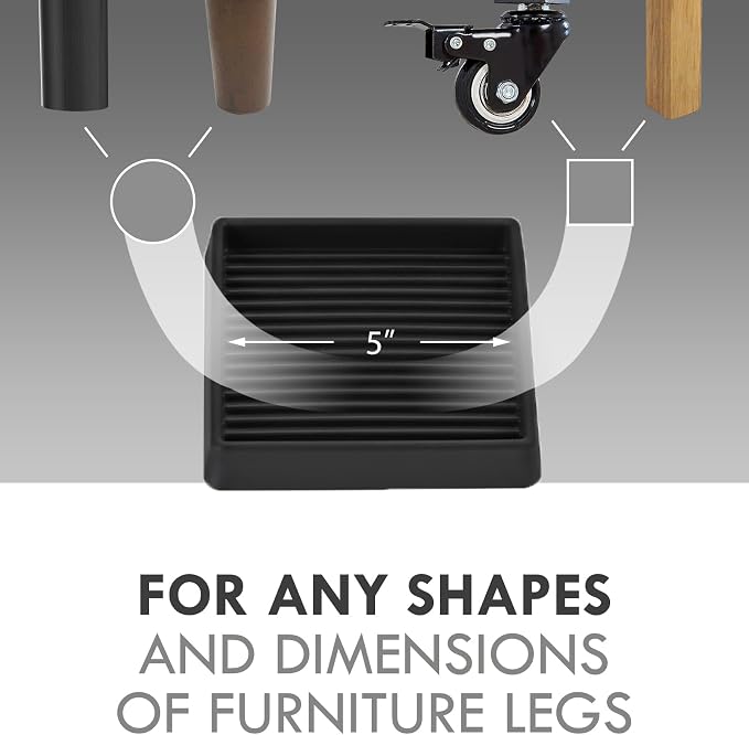VOCOMO 5X5 Rubber Caster Cups, Non Slip Furniture Pads, Anti-Slip Gripper - Image 2