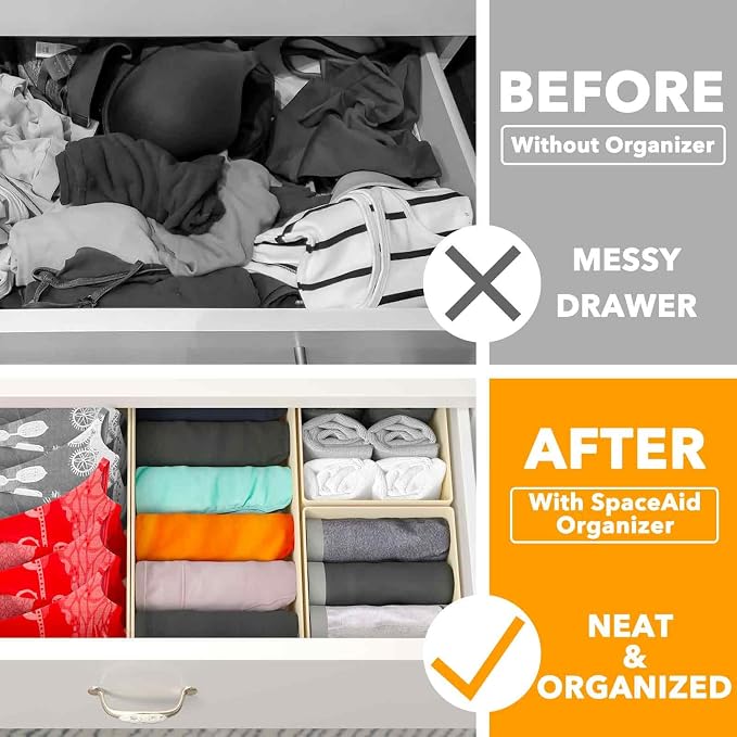 SpaceAid Drawer Organizer for Clothes, 18 Pack Dresser Drawer Organizer Bins - Image 2