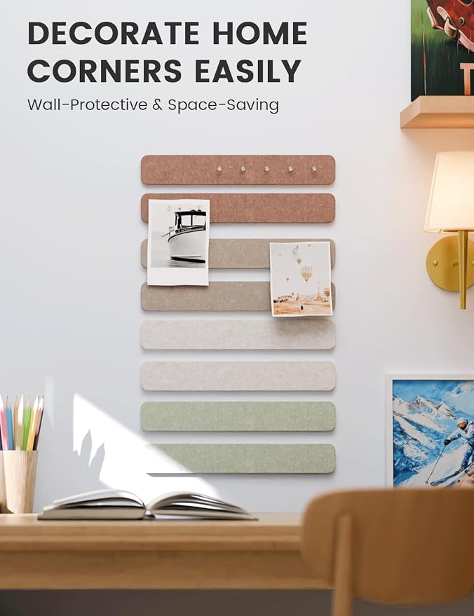 Fluxynara Cork Board Alternative Felt Strip Board 8-Pack 13"x2", Office Pin - Image 4