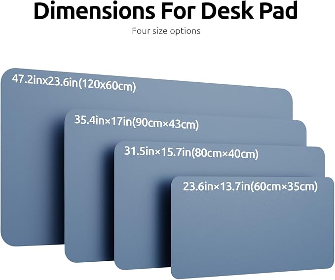 YSAGi Leather Desk Protector, Office Mat, Large Mouse Pad, Non-Slip PU Leather Blotter, Laptop Desk, Waterproof Writing Pad for Office and Home (Blue, 31.5" x 15.8")-DeskLoop Office