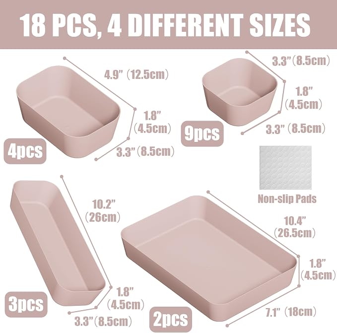 Drawer Organizers Bins 18 PCS for Bathroom Makeup Desk Office | - Image 2
