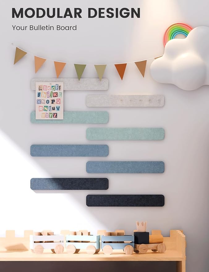 Fluxynara Cork Board Alternative Felt Strip Board 8-Pack 13"x2", Office Pin - Image 5