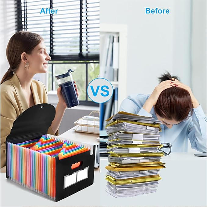 13 Pockets Accordion File Organizer 2 Packs Desktop Expanding File Folders - Image 5