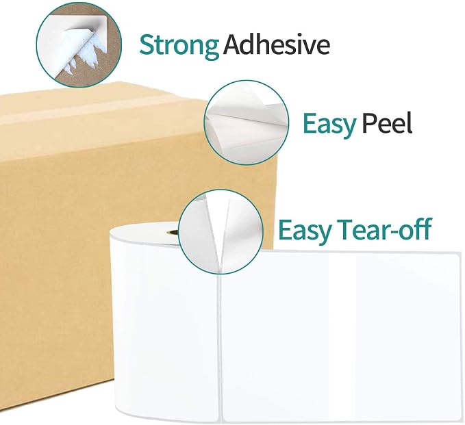 4 Rolls 450 Labels 4x6 3-Proof Direct Thermal Shipping Labels Used - Image 4