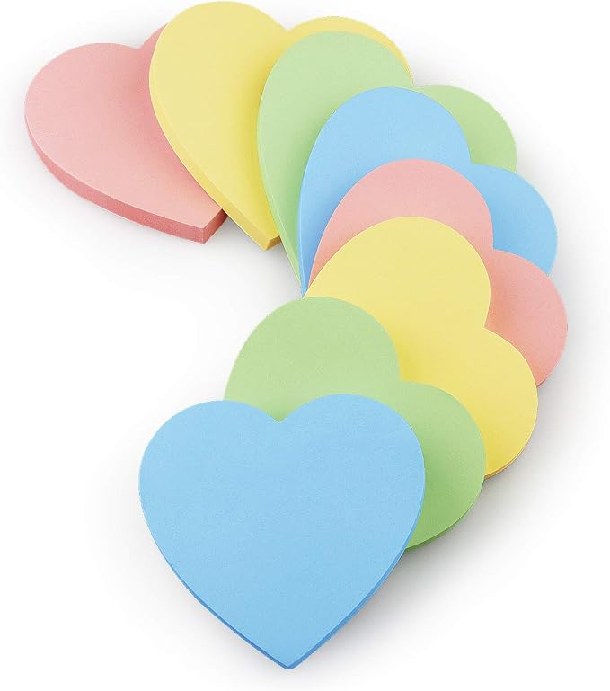 Heart Shape Sticky Notes 4 Color Pastel Colorful Sticky Pad 75 Sheets/Pad by SIMONA
