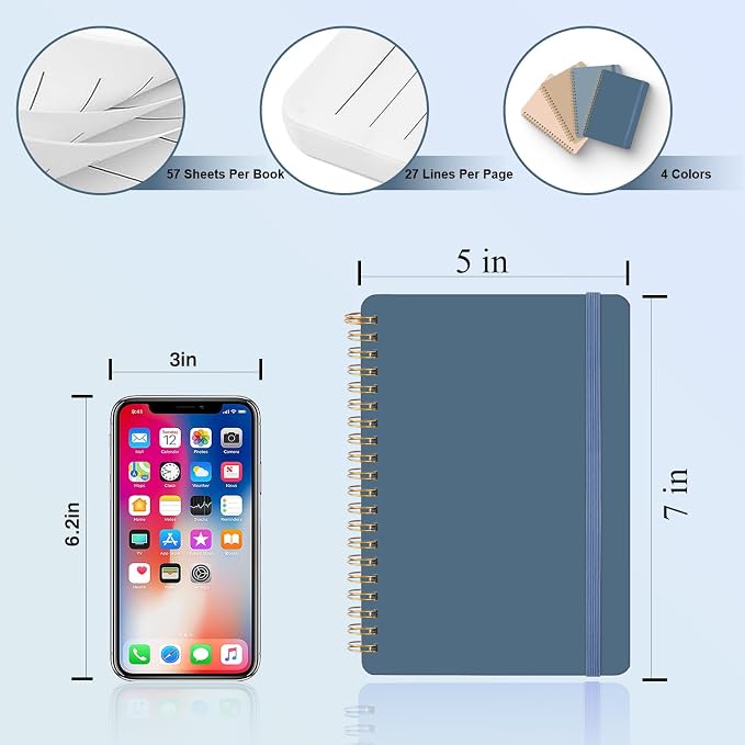 4 PCS Small Spiral Notebook 5x7, Spiral Journal Notebook, Notebooks - Image 2