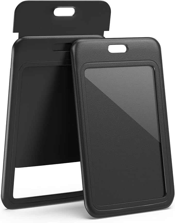 15 Pack Sliding ID Badge Holder Vertical Hard Plastic Card Case Protector Pouch - Image 2