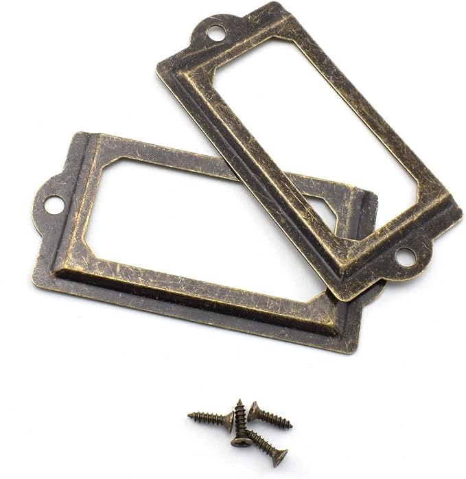 Antique Metal Name Card Frame, OZXNO 10-Pack Vintage Bronze Label Holder Tag - Image 2