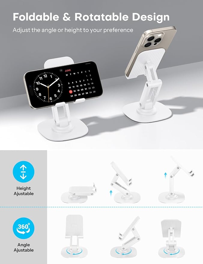 OMOTON Cell Phone Stand for Desk, 2 Pack Adjustable Foldable Phone Holder - Image 3
