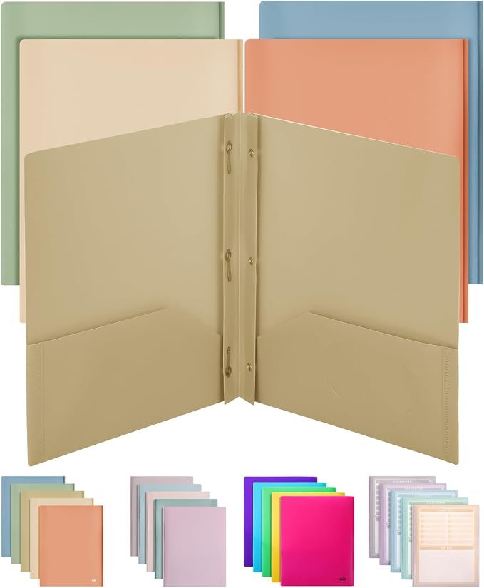 Mr. Pen- Plastic Folders with Pockets and Prongs, 5 Pack, Letter Size | Pocket by MrPen