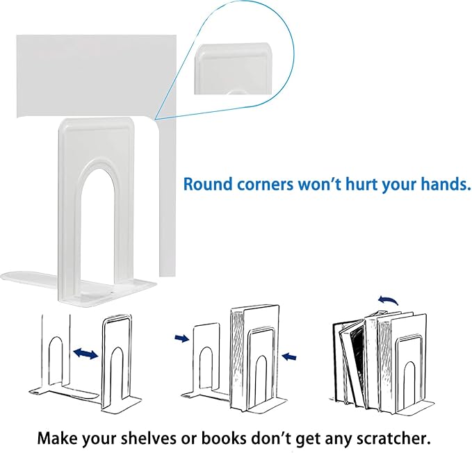Metal Bookends for Home Office, Book Shelf Holder Home Decorative, Book Ends - Image 2