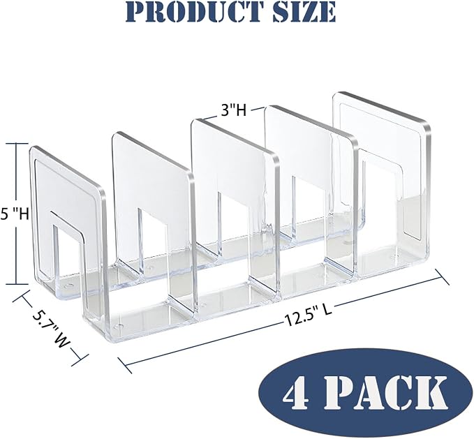 4 Pack Clear Acrylic File Organizer, Purse Organizer, File Sorter Desktop File - Image 2