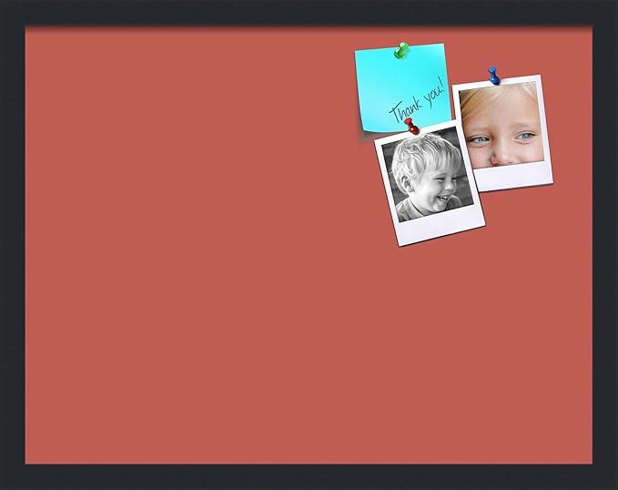 PinPix 22x17 Inch Cork Bulletin Board. This Decorative Framed Pin Board Comes with Crimson Pastel Design and a Satin Black Frame. Ideal for Home Office Decor or Message Board (PinPix-1807)-DeskLoop Office