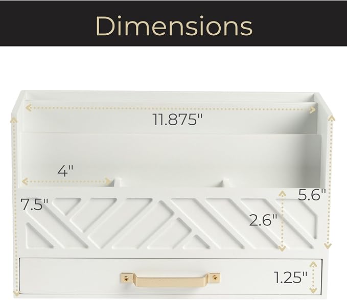 BLU MONACO White Wooden Mail Organizer - Image 6