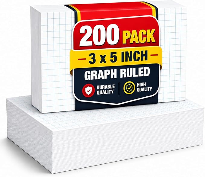 1InTheOffice Index Cards 3x5 Graph Ruled White, Grid Index Cards 200/Pack - Image 7