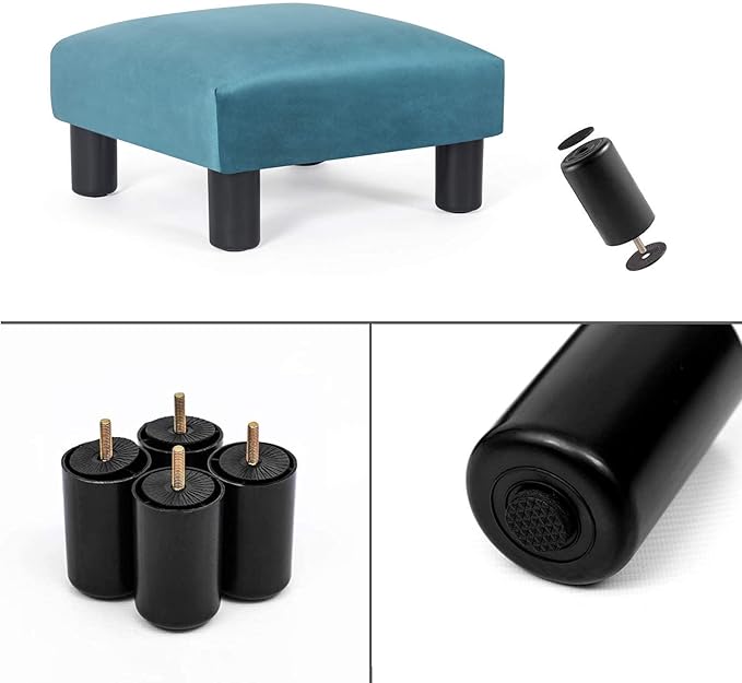 Joveco 15.7'' Small Footstool Ottoman Upholstered Soft Footrest with Non-Skid Plastic Legs, Foot Rest for Desk Couch Living Room Bedroom Office (Blue)-DeskLoop Office