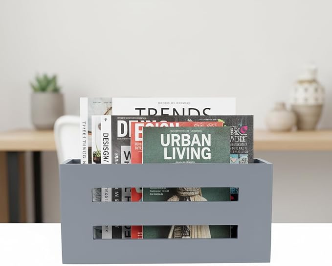 Magazine File Holder, Standing Wooden Magazine Rack, Desk Folder Organizer - Image 5