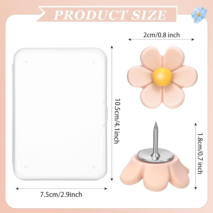 Sawysine 60 Pcs Cute Push Pins Decorative Push Pins Thumb Tacks Colorful Flower - Image 2