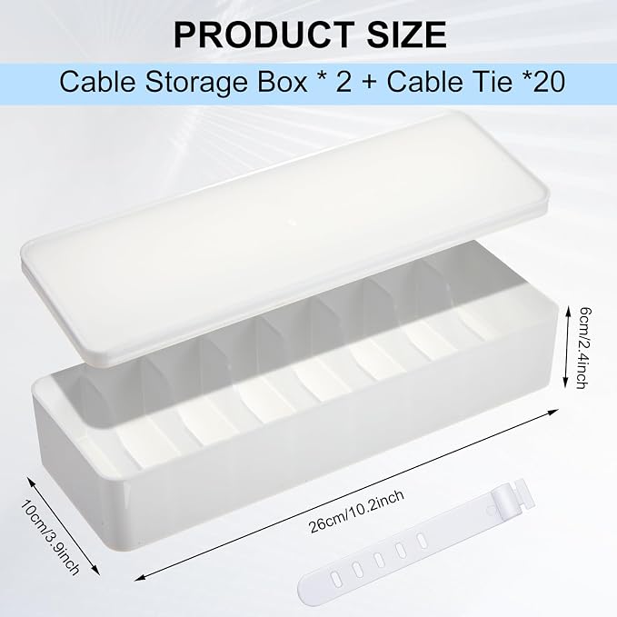 Tatuo 4 Pcs Cord Organizer for Drawer Desktop, Cable Organizer Box - Image 2