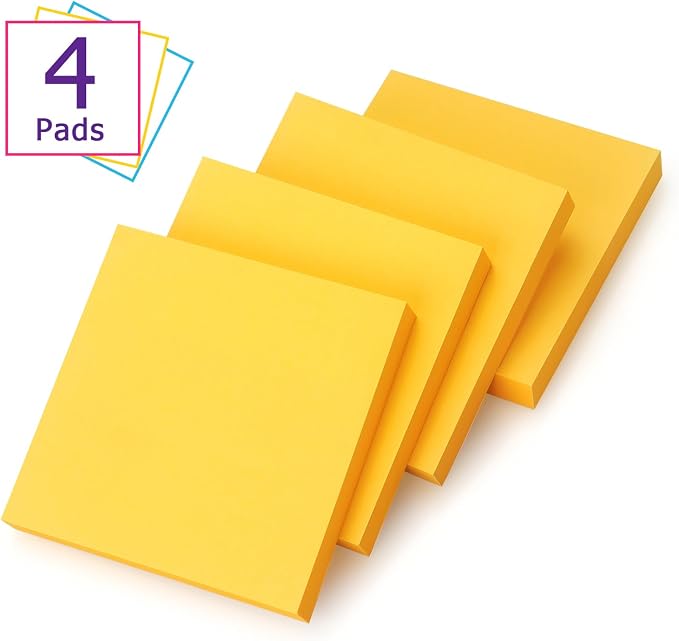 Sticky Notes 3x3 Self-Stick Notes Bright Colors Sticky Notes 4 Pads 100 - Image 2