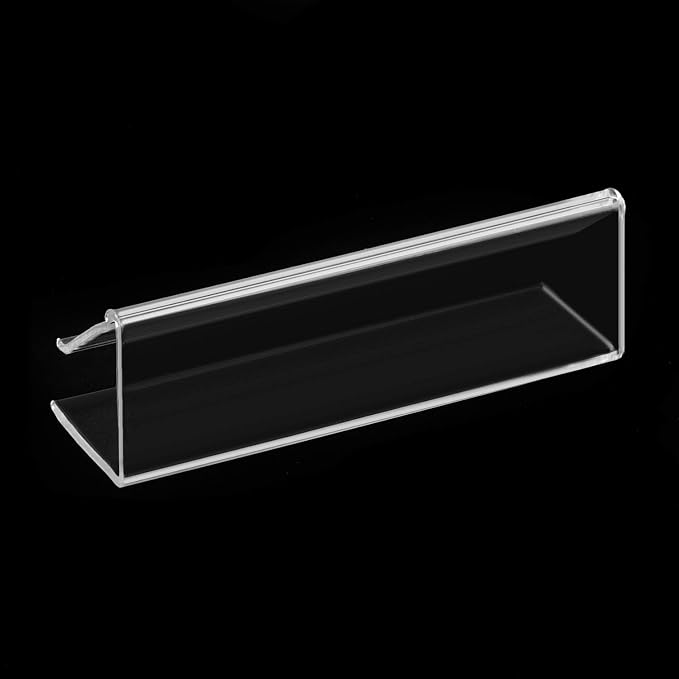 GlossyEnd Pack of 25 Clear Plastic Shelf Label Holder, Wood Shelf Sign and - Image 2