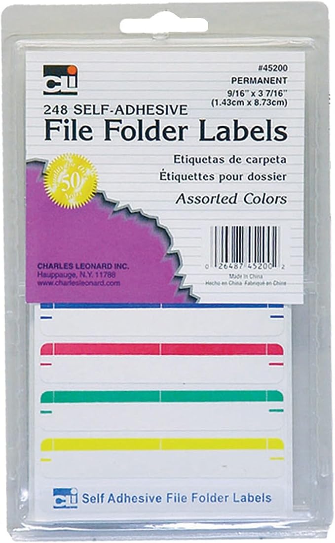 Charles Leonard File Folder Labels, Self-Adhesive, 0.56 x 3.43 Inches, by CharlesLeonard