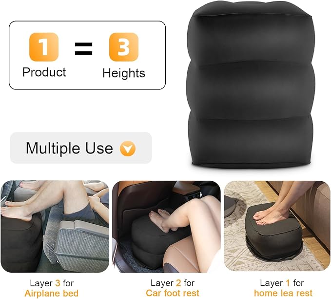 Maliton Inflatable Foot Rest Pillow, Airplane Travel Bed - Image 6