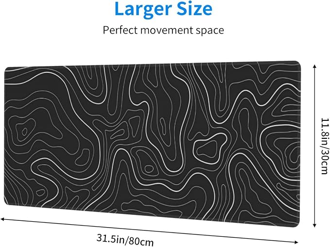 Topographic Contour Extended Big Mouse Pad Large, Gaming Mouse Pad Desk Pad - Image 2