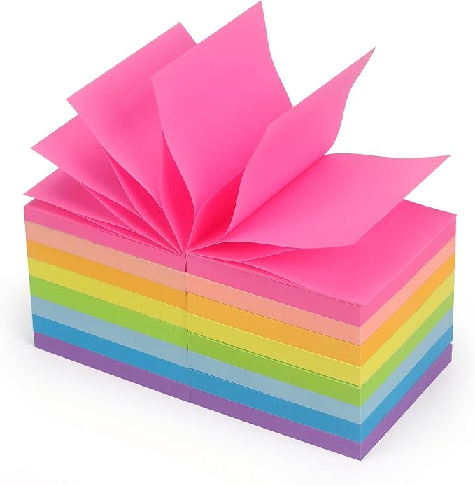 16 Pads Pop Up Sticky Notes 3x3 Refills Bright Colors Self-Stick Notes Pads by Phthdoty