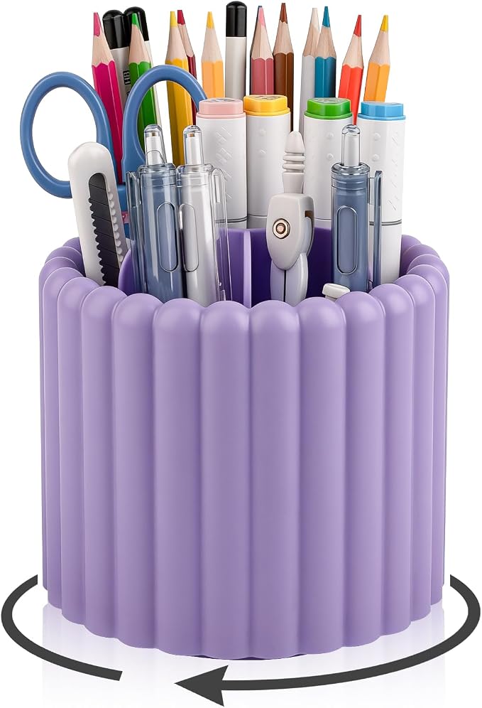 Anyoifax 360° Rotating Pen Holder 7 Slots Desk Organizer Removable Pencil Cup by Anyoifax