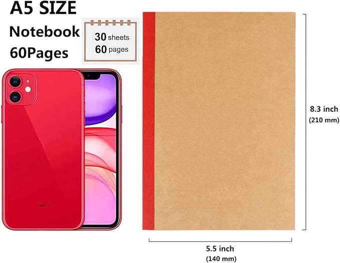 Zegrox A5 Blank Notebook Bulk, 48 pack Kraft Cover Blank Sketch Book Pad Travel - Image 5