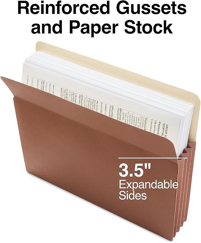 Staples Recycled Reinforced File Pockets, Letter Size, 3.5‑Inch Expansion - Image 3