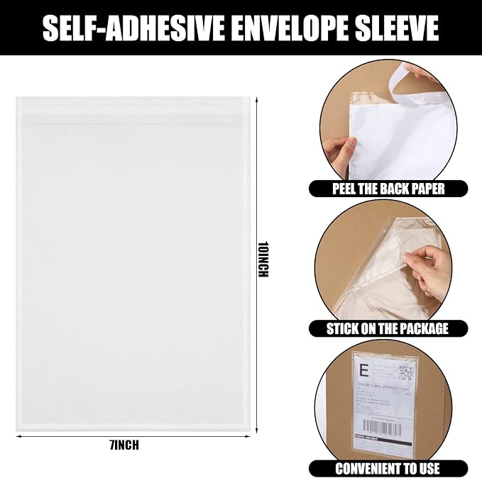 Geetery 1500 Pcs 7"x10" Packing List Envelopes Clear Self-Adhesive Shipping - Image 2