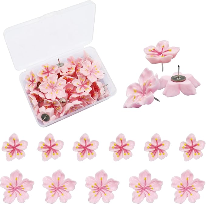 LIQALU 30 Pcs Flower Push Pins Flower Thumb Tacks Decorative Push Pins by LIQALU