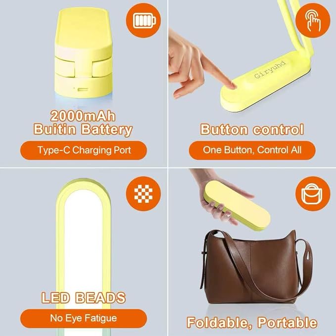Giryuhd LED Desk Lamp for Office Home & Battery Operated Lamp Rechargeable Lamp - Image 6