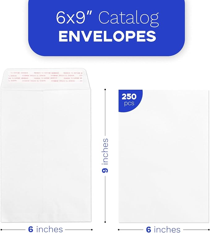 White Catalog 6x9 Envelopes Self Seal 250 PCS, Goefun Security Printable - Image 3
