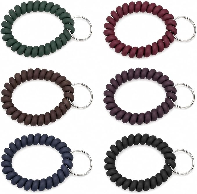 BIHRTC Pack of 6 Wrist Keychain Spiral Stretchable Plastic Coil Wrist Key - Image 6