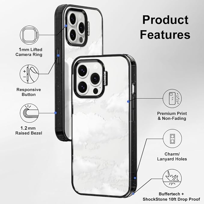 MOSNOVO Case for iPhone 14 Pro Max, [10ft 4X Military-Grade Drop Protection] Durable & Shockproof Phone Case Cover Design for iPhone 14 Pro Max - Cloud - Clear Black-DeskLoop Office