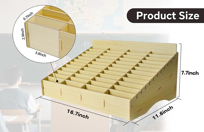 HengTianMei Wooden Desktop Storage Box Mobile Phone Management Storage Box - Image 3