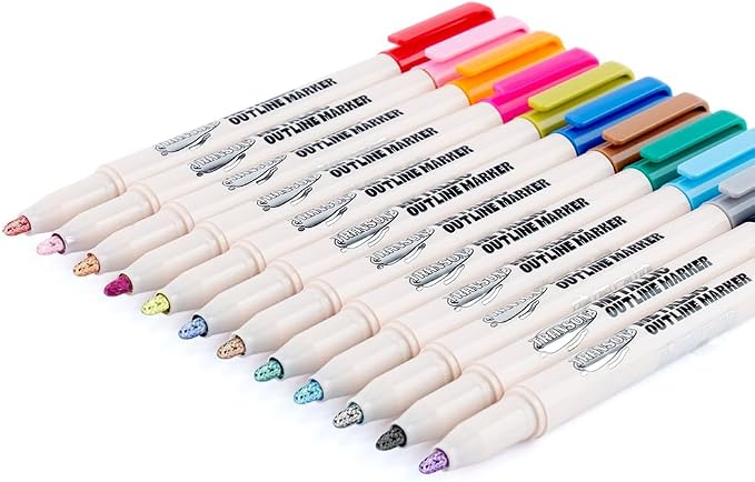 TRANSON 12pcs Outline Shimmering Markers - Image 7