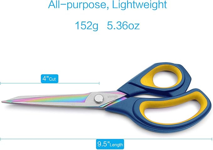 LIVINGO 9.5” Premium Fabric Scissors, Heavy Duty All-Purpose Titanium Coating - Image 2