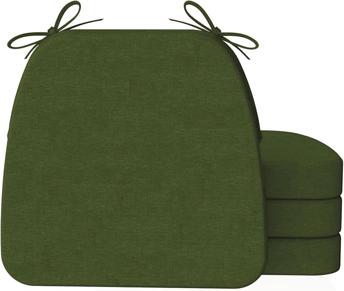 AAAAAcessories D-Shaped Chair Cushions, Machine-Washable Cover, Dark Olive Green by AAAAAcessories