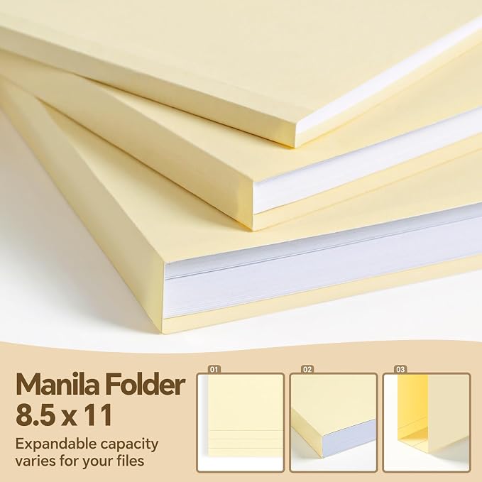 File Folders, 50 Pack Manilla Folders 8.5x11, 1/3 Cut Tabs Manila File Folders - Image 4