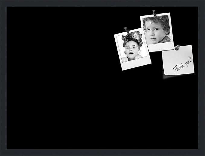 PinPix 27x20 Inch Cork Bulletin Board. This Decorative Framed Pin Board Comes with Solid Black Design and a Satin Black Frame. Ideal for Home Office Decor or Message Board (PinPix-622)-DeskLoop Office