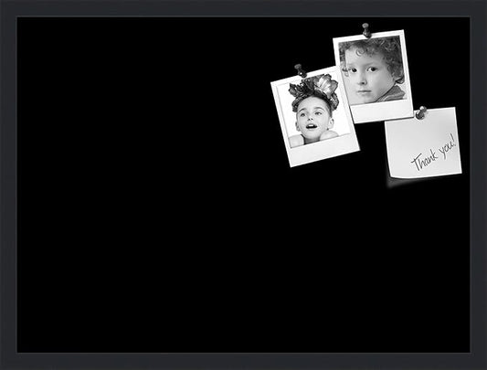 PinPix 27x20 Inch Cork Bulletin Board. This Decorative Framed Pin Board Comes with Solid Black Design and a Satin Black Frame. Ideal for Home Office Decor or Message Board (PinPix-622)-DeskLoop Office