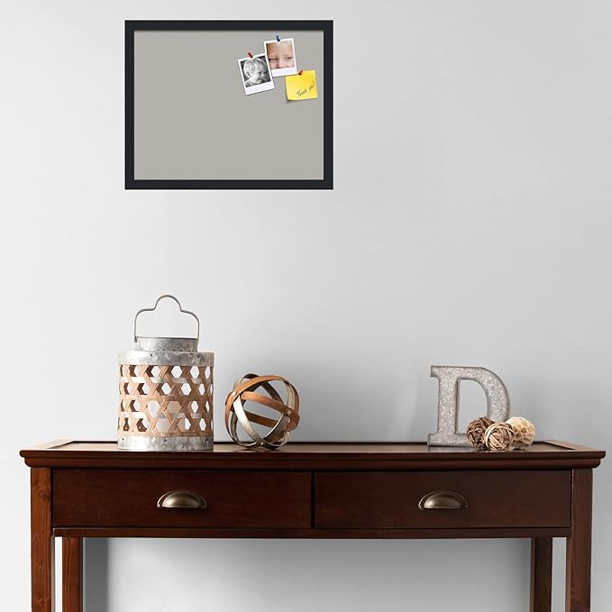 PinPix 19x15 Inch Cork Bulletin Board. This Decorative Framed Pin Board Comes with Dark Stone Design and a Satin Black Frame. Ideal for Home Office Decor or Message Board (PinPix-1808)-DeskLoop Office