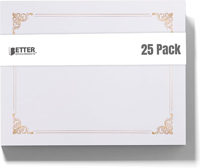 Better Office Products 25 Pack White Certificate Holders, Diploma Holders by BetterOfficeProducts